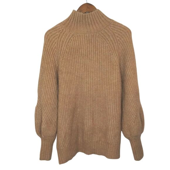 Ava & Viv Tan Mock Neck Puff Sleeve Boho Plus Size Pullover Sweater Sz 14 - Picture 4 of 9